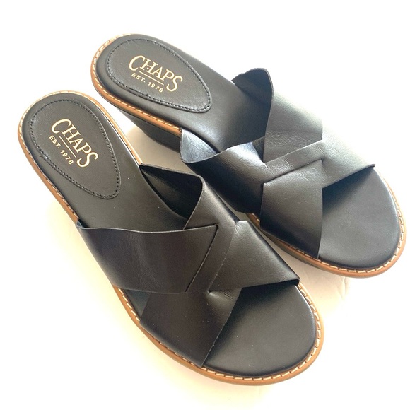 NEW Chaps Caressa Black Wedge Sandals, Size 8, NWOT - Picture 2 of 8
